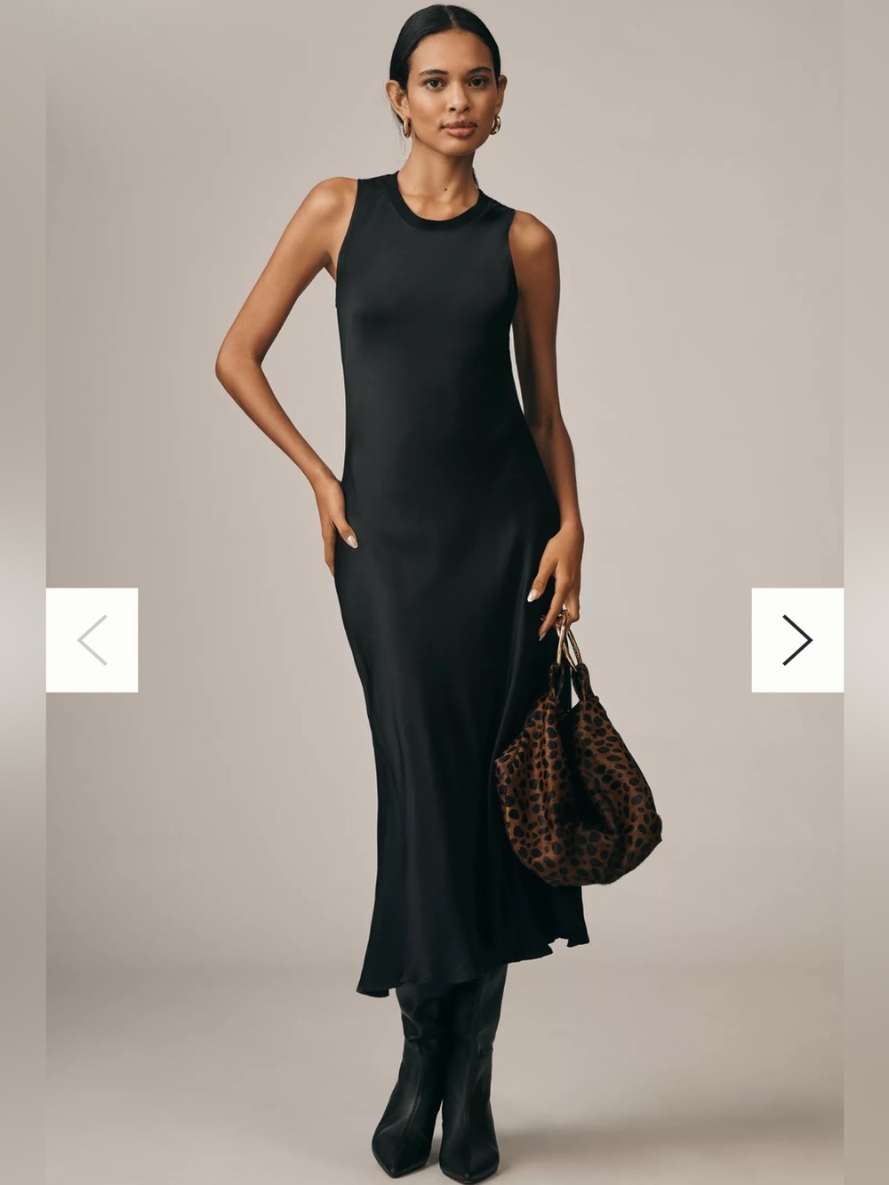 NWT Nation Los Angeles Dulce Crew-Neck Satin Midi Dress, Small